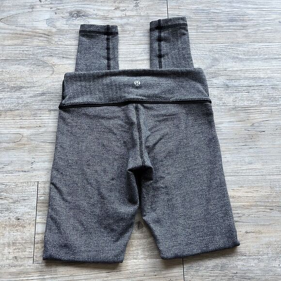 Lululemon Leggings 4 Small Wunder Under Grey Herringbone High Rise Knit - Picture 1 of 10